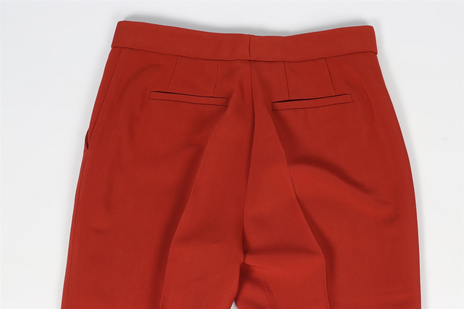 ROSETTA GETTY RED CREPE STRAIGHT LEG PANTS US 2 UK 6