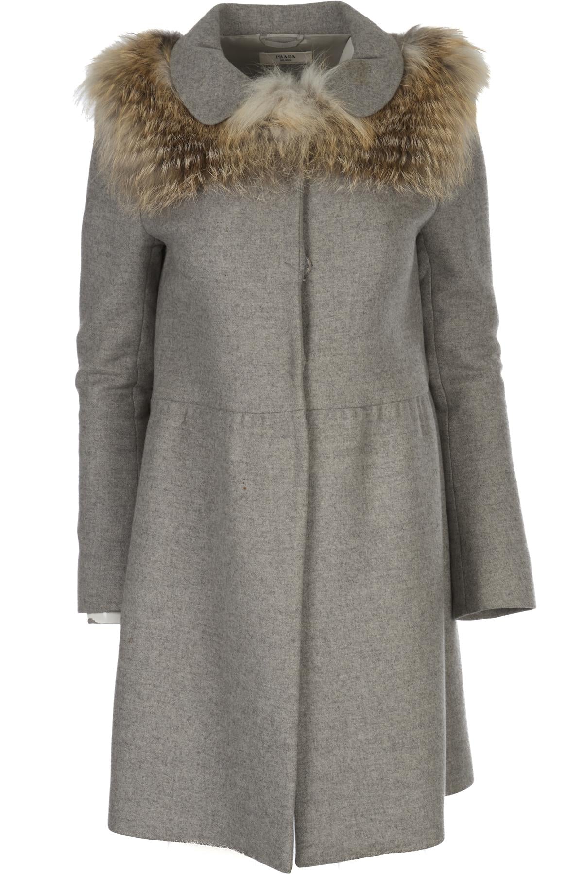 PRADA GREY WOOL COAT IT 40 UK 8