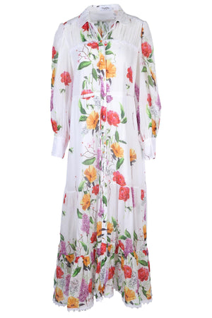 CHARO RUIZ WHITE COTTON MAXI DRESS LARGE