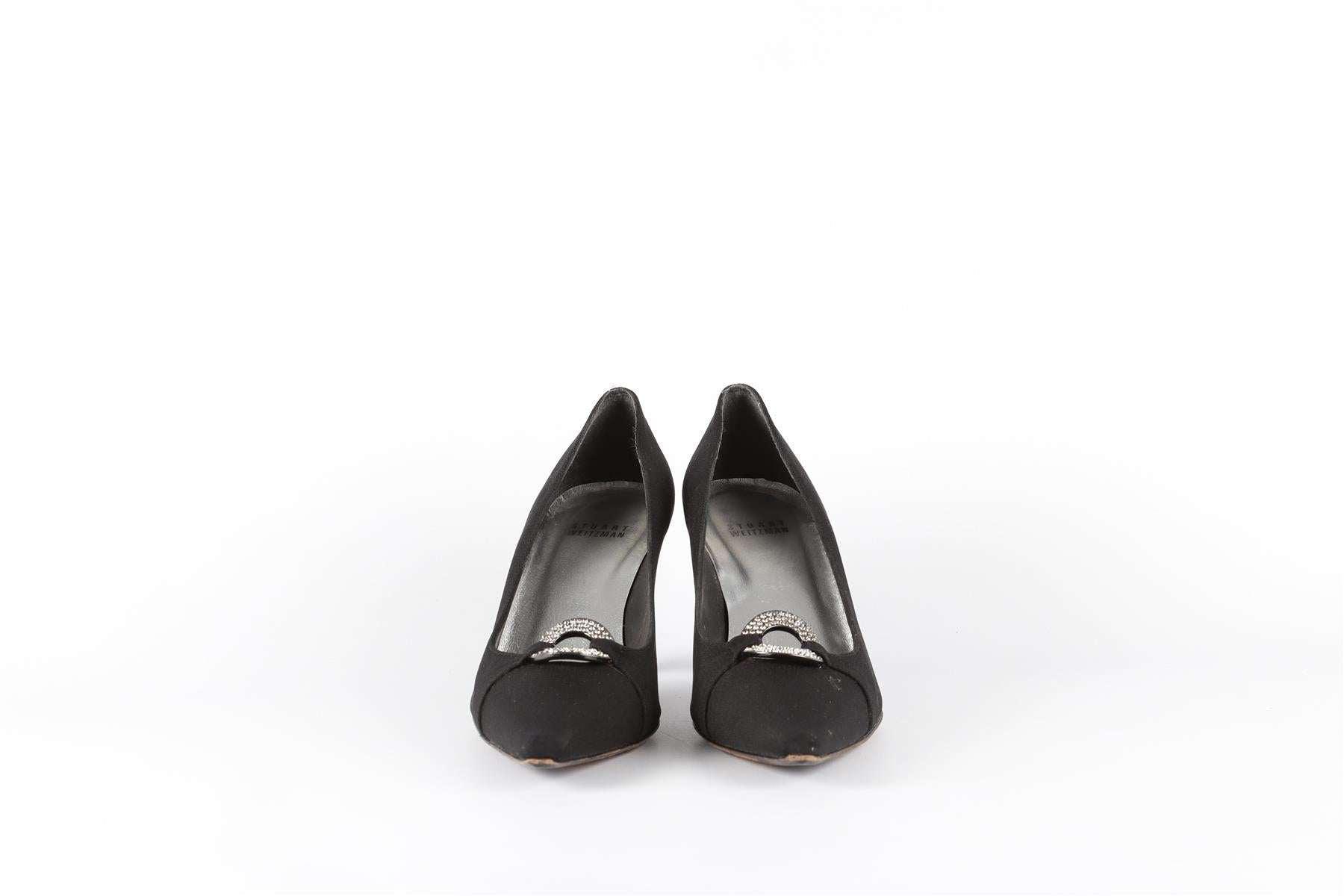 STUART WEITZMAN BLACK SATIN PUMPS EU 37 UK 4 US 7