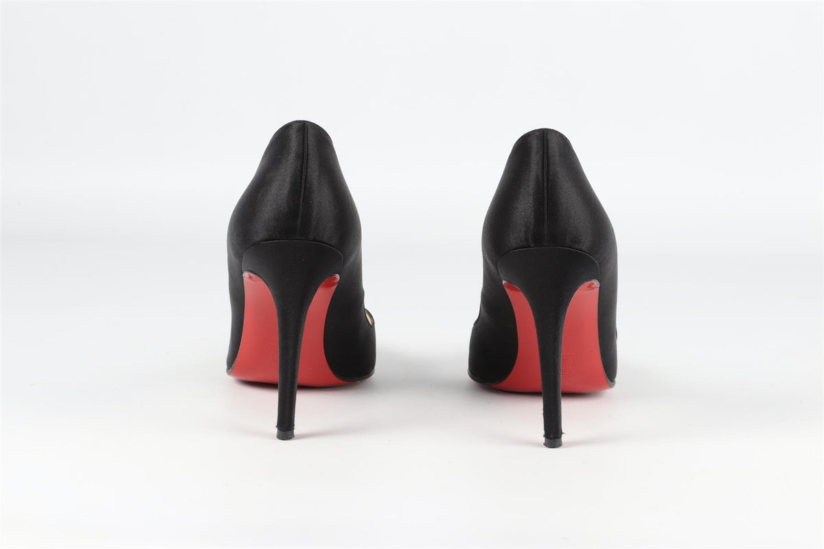 CHRISTIAN LOUBOUTIN BLACK SATIN PUMPS EU 39 UK 6 US 9