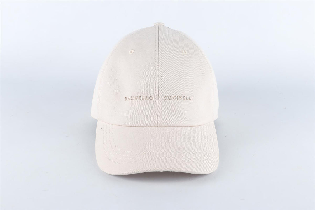 BRUNELLO CUCINELLI WHITE MEN'S COTTON BASEBALL CAP ONE SIZE