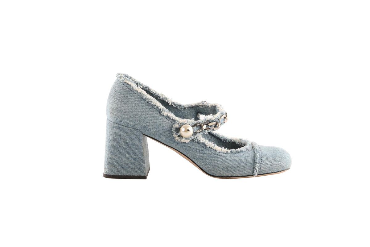 MIU MIU BLUE DENIM PUMPS EU 37 UK 4