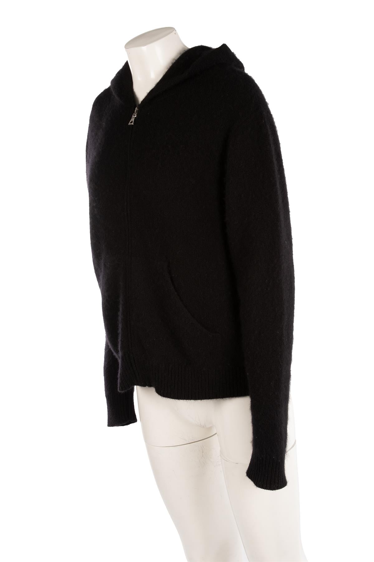 THE ELDER STATESMAN BLACK CASHMERE HOODIE LARGE