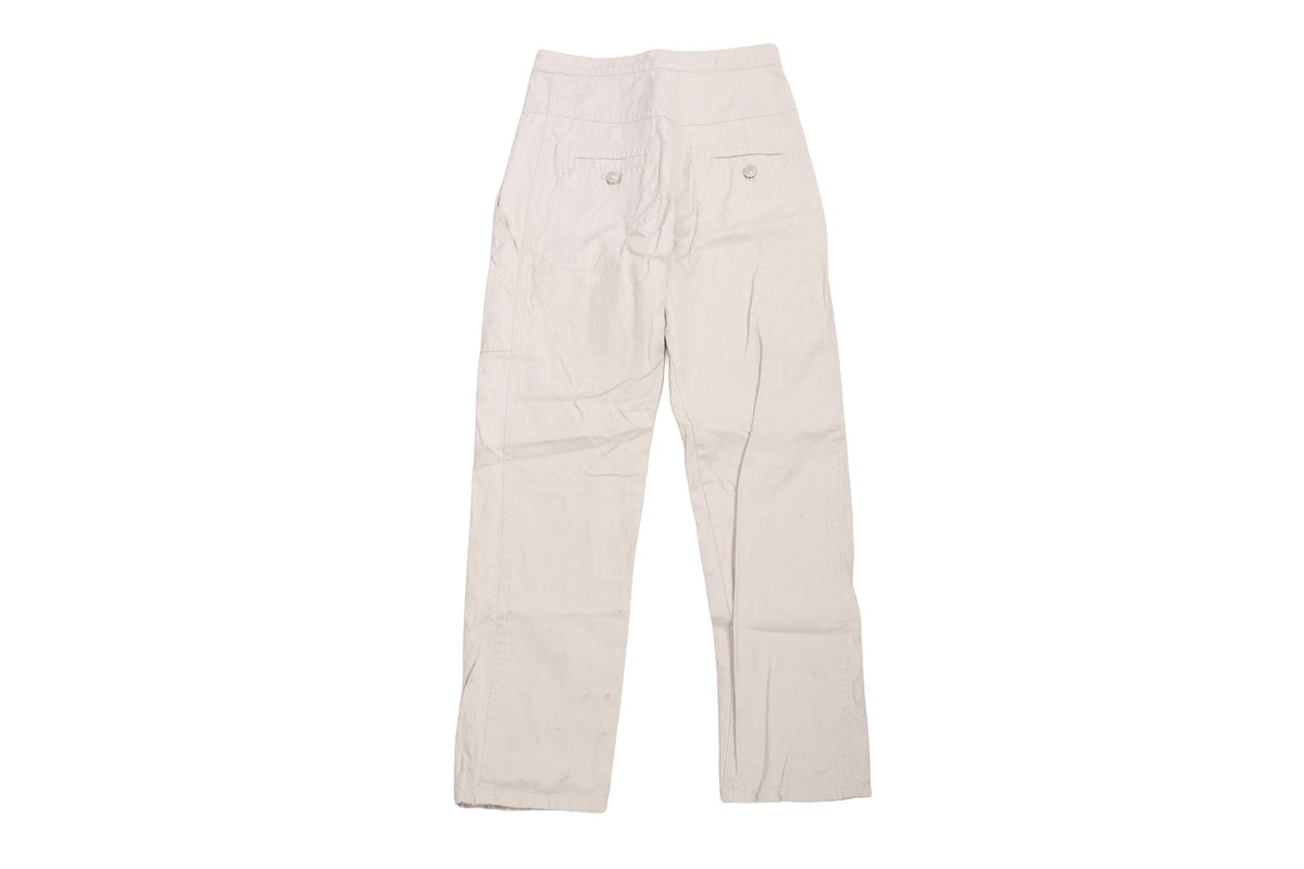 ECRU COTTON STRAIGHT LEG PANTS