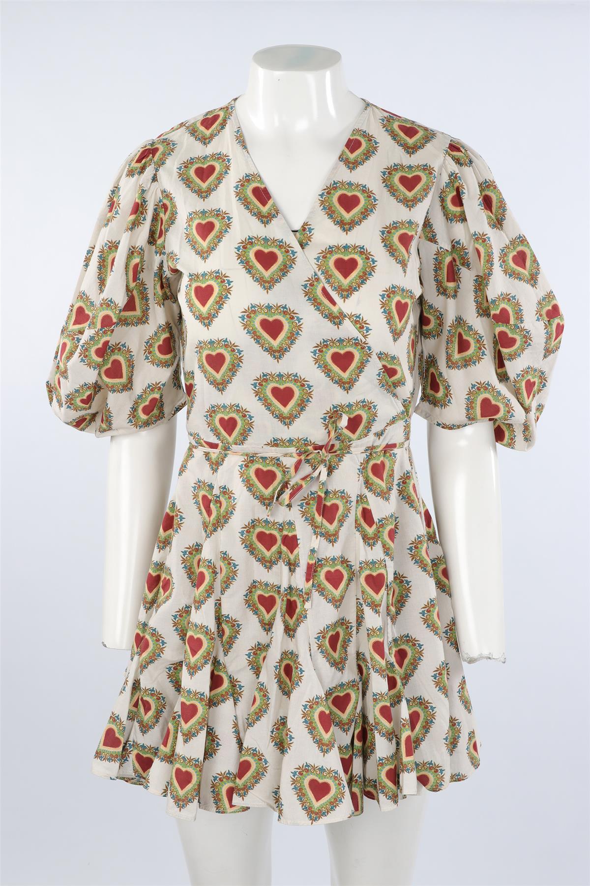 RHODE MULTI COTTON WRAP MINI DRESS MEDIUM