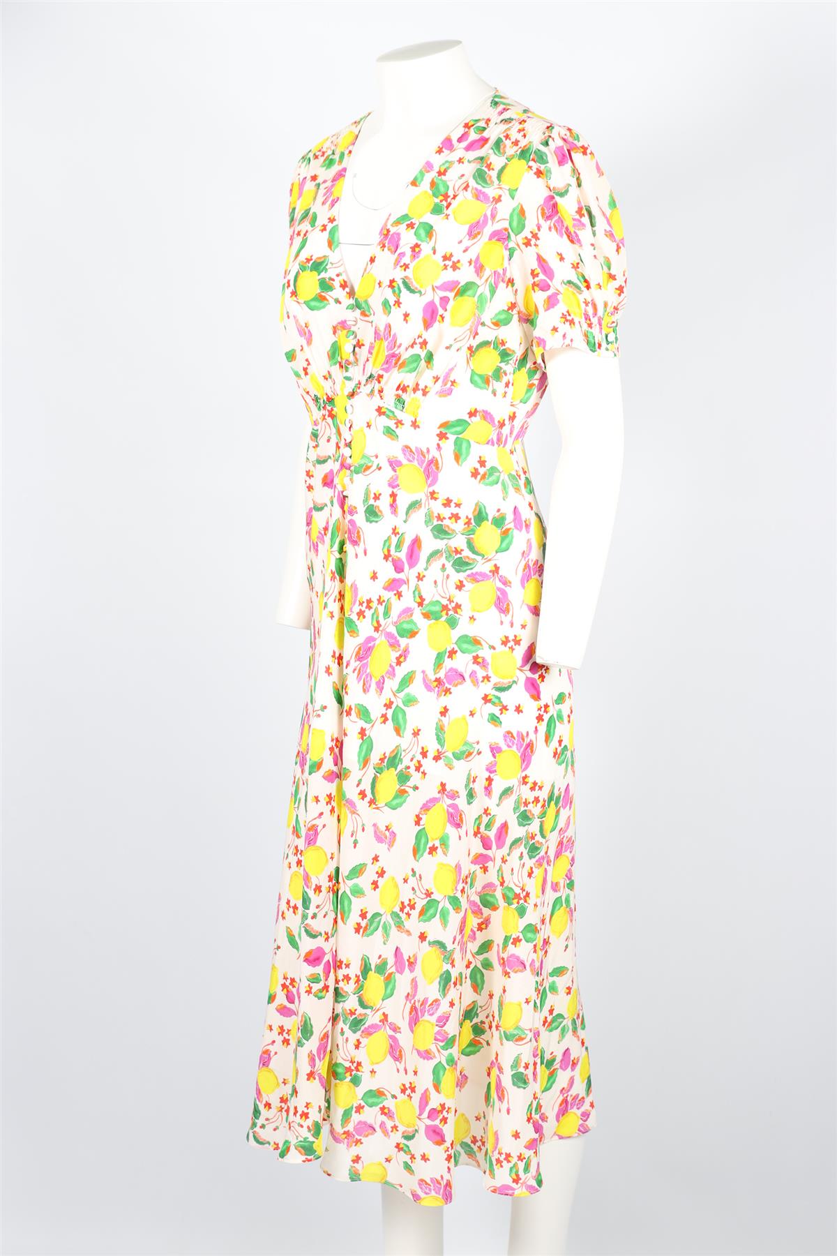 SALONI MULTICOLOURED SILK MIDI DRESS UK 14