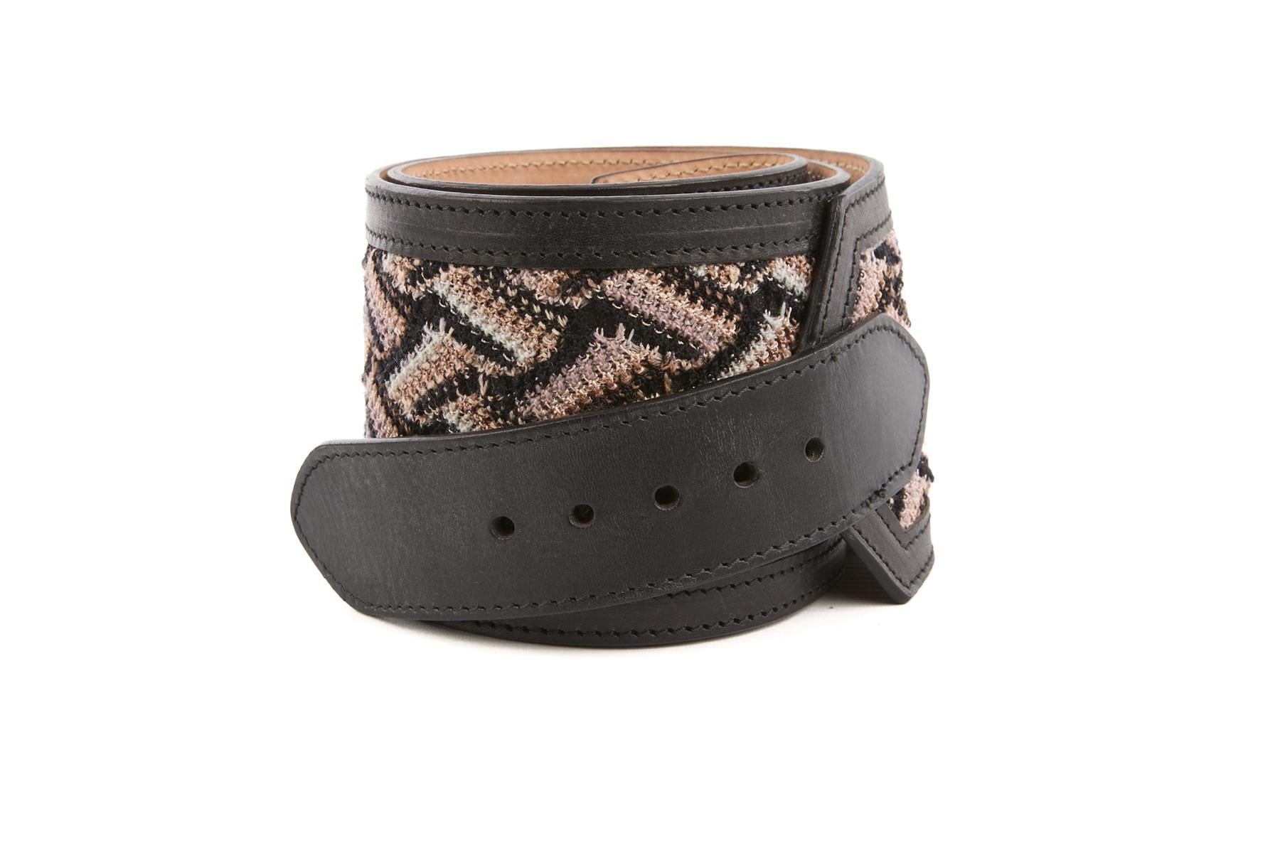 MISSONI BLACK LEATHER WAIST BELT 80CM