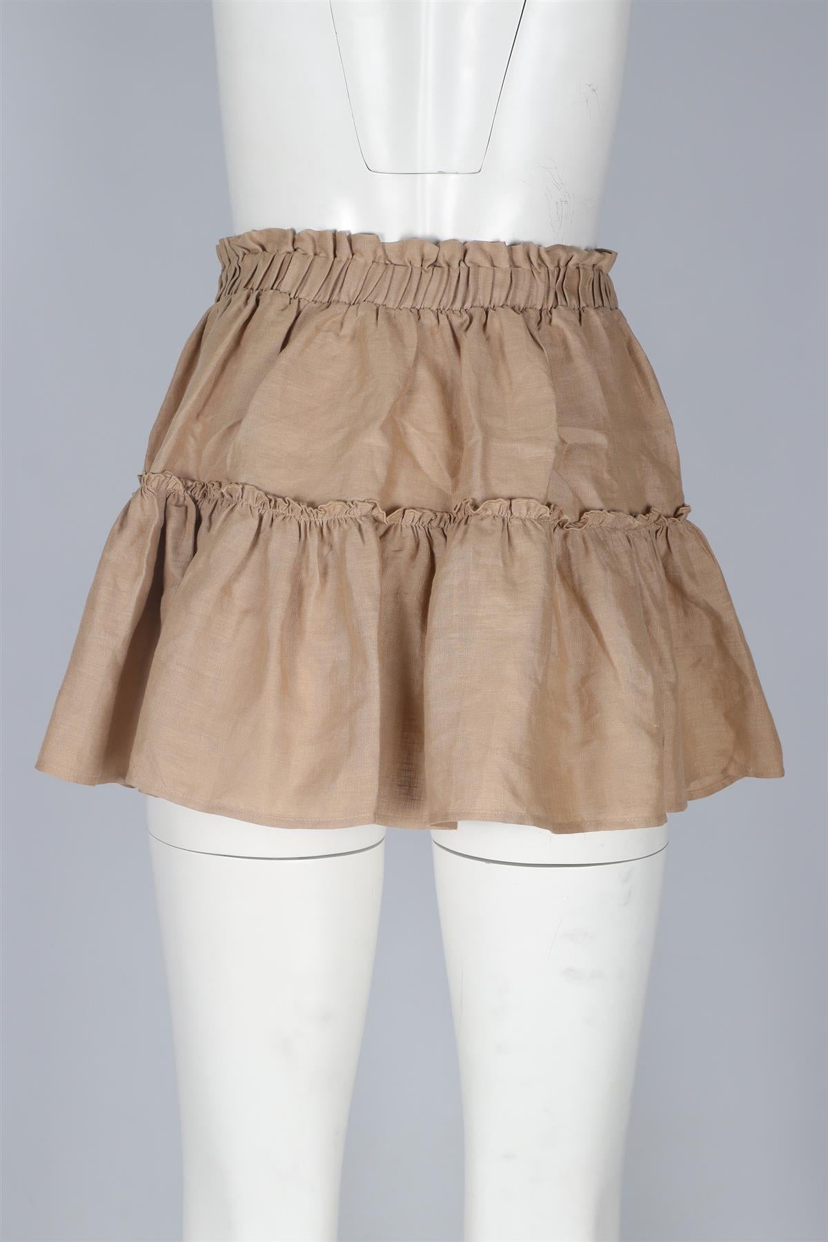 EBERJEY BEIGE LINEN MINI SKIRT SMALL