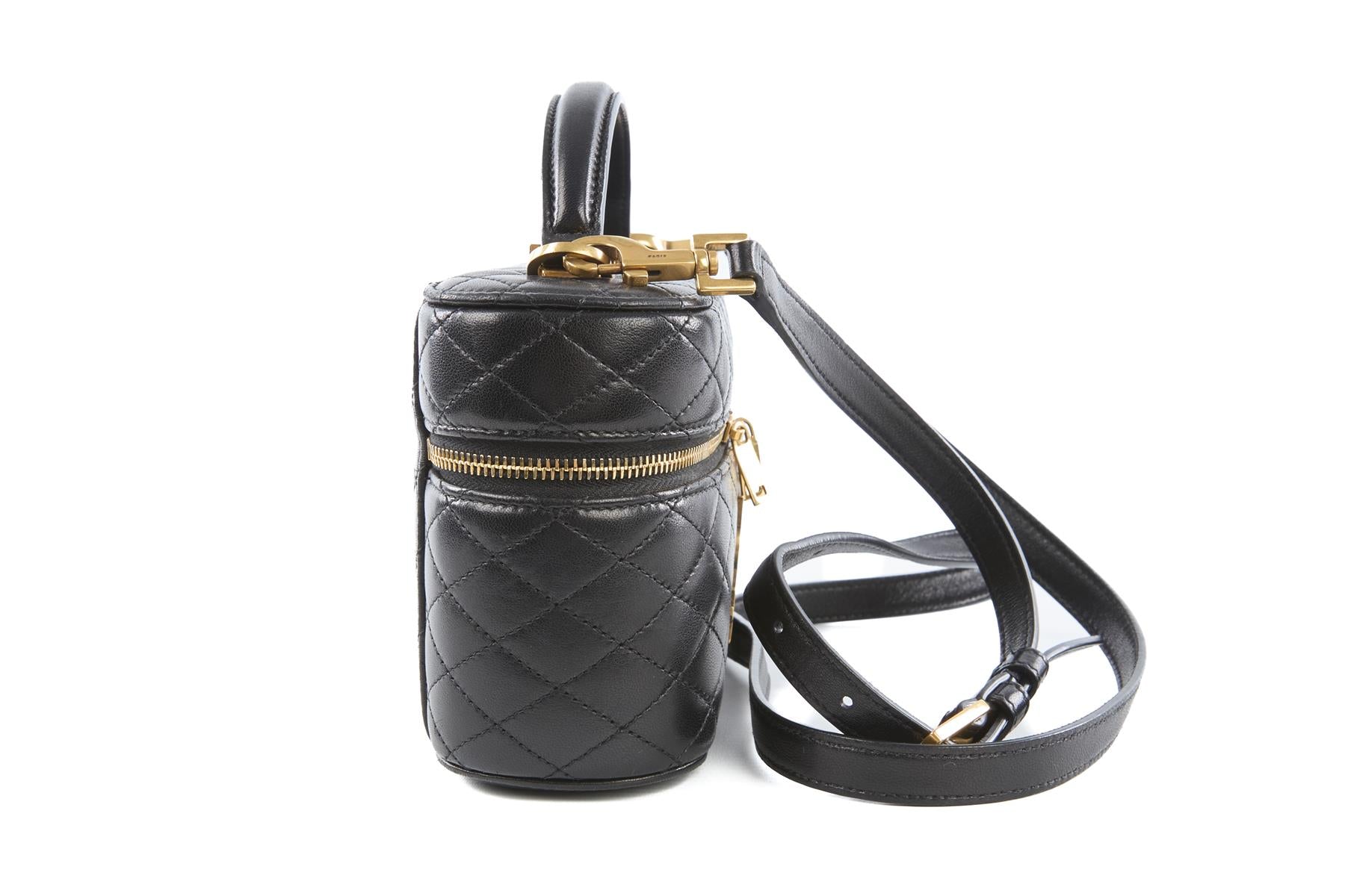 SAINT LAURENT BLACK GABY VANITY LEATHER SHOULDER BAG