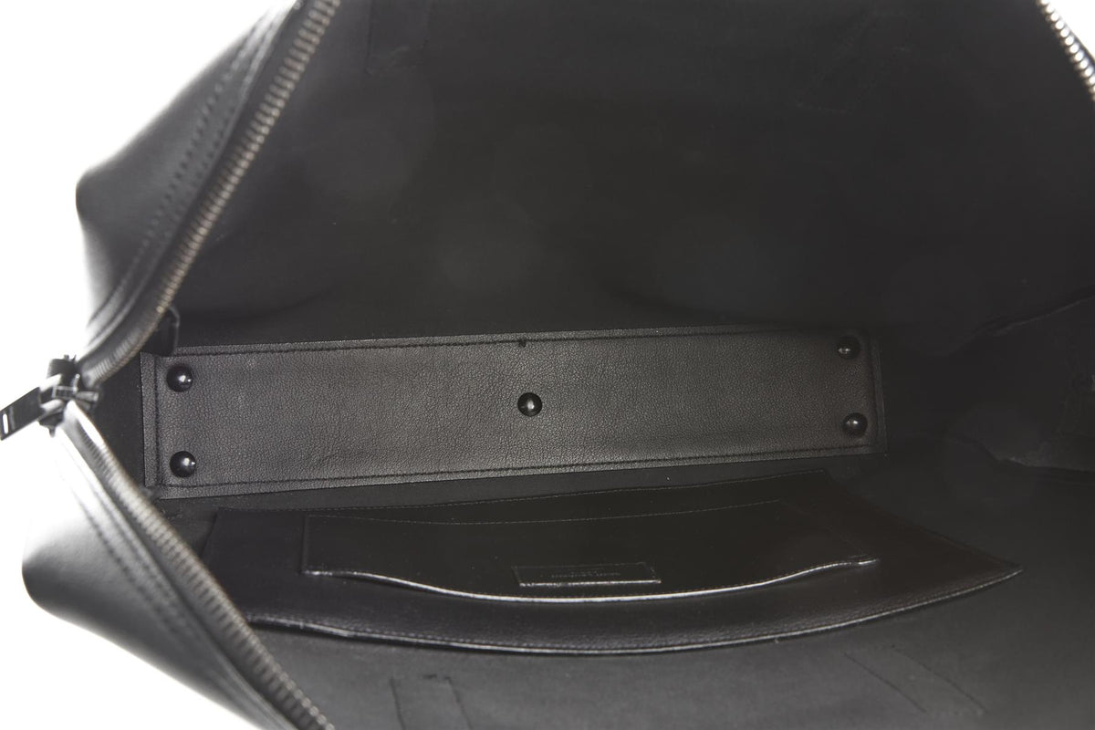 SAINT LAURENT BLACK MEN'S BOLD LEATHER BRIEFCASE