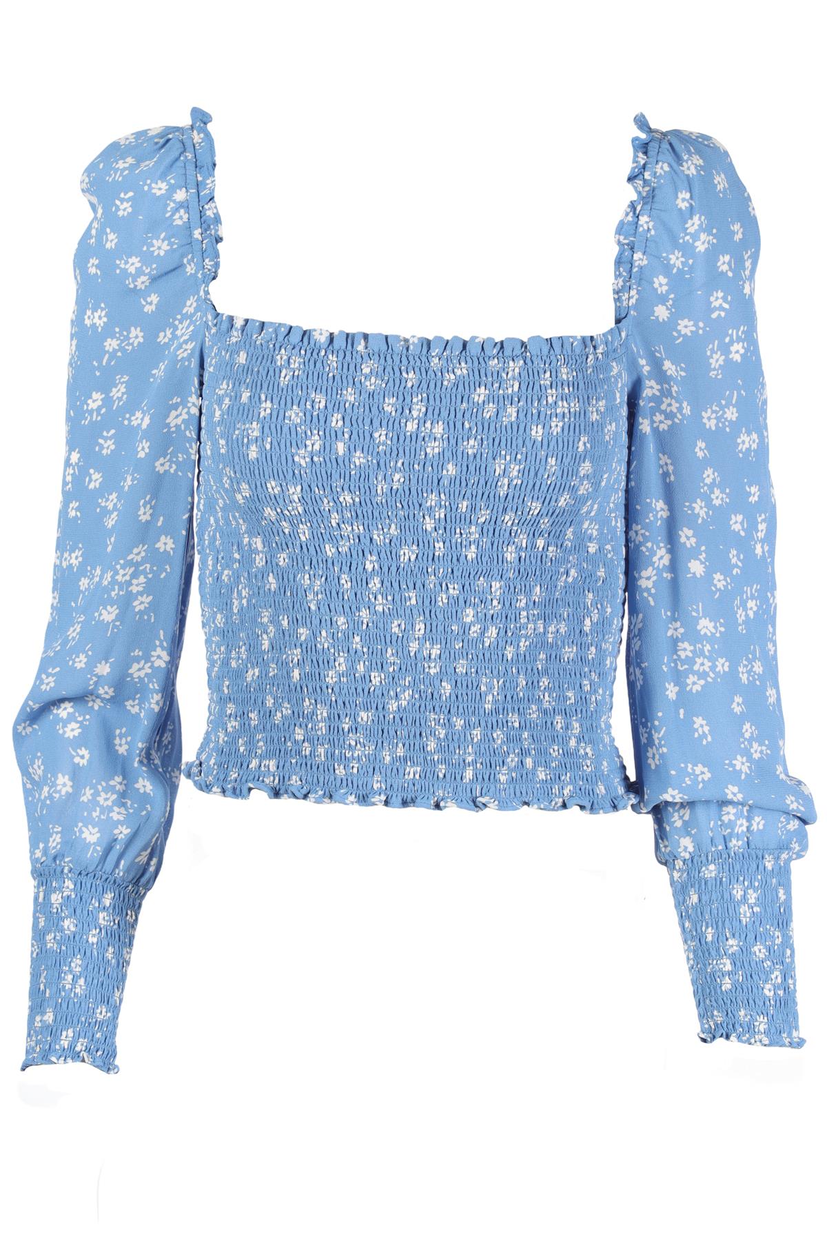 REFORMATION BLUE CREPE TOP SMALL
