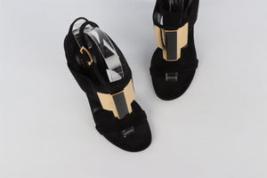 SAINT LAURENT BLACK SUEDE SANDALS EU 37.5 UK 4.5 US 7.5