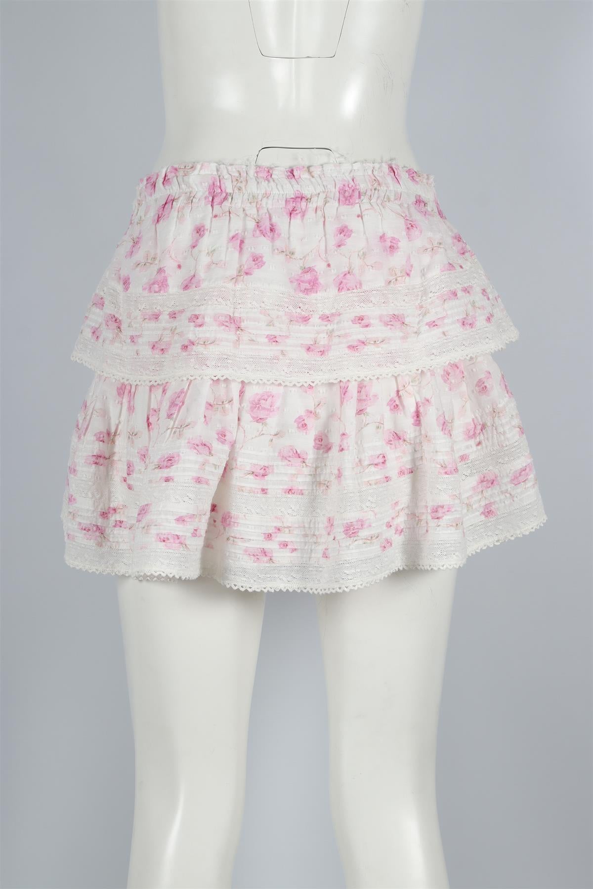 LOVESHACKFANCY WHITE COTTON MINI SKIRT MEDIUM