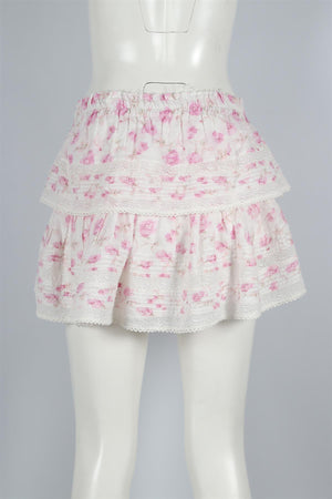 LOVESHACKFANCY WHITE COTTON MINI SKIRT MEDIUM