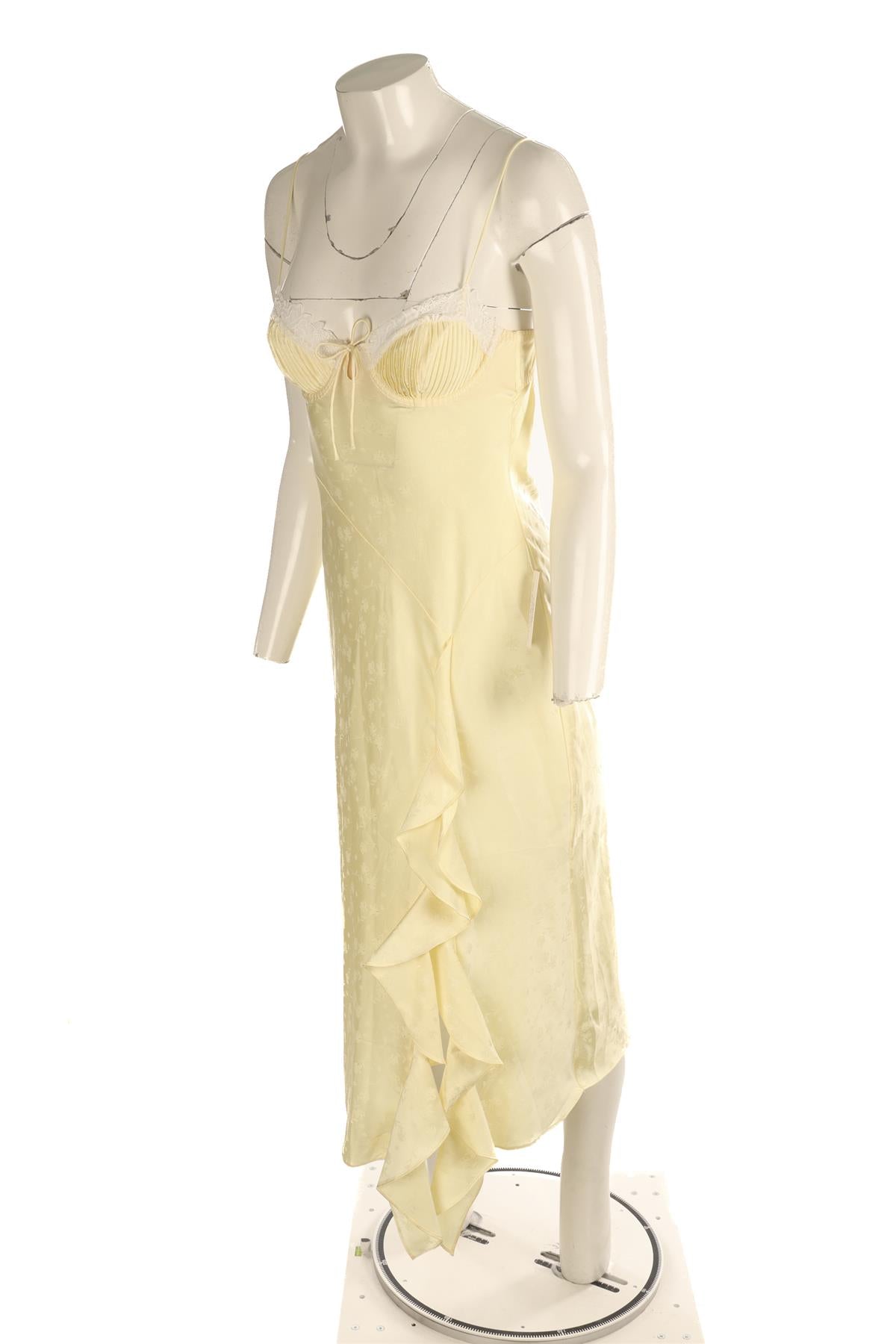 FOR LOVE & LEMONS YELLOW SATIN MAXI DRESS XSMALL