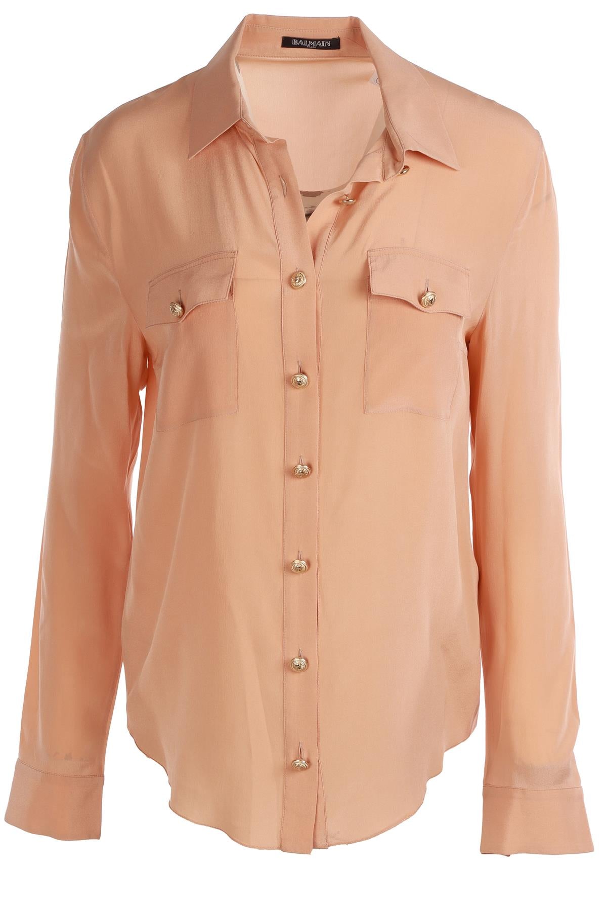 BALMAIN NUDE SILK SHIRT FR 42 UK 14