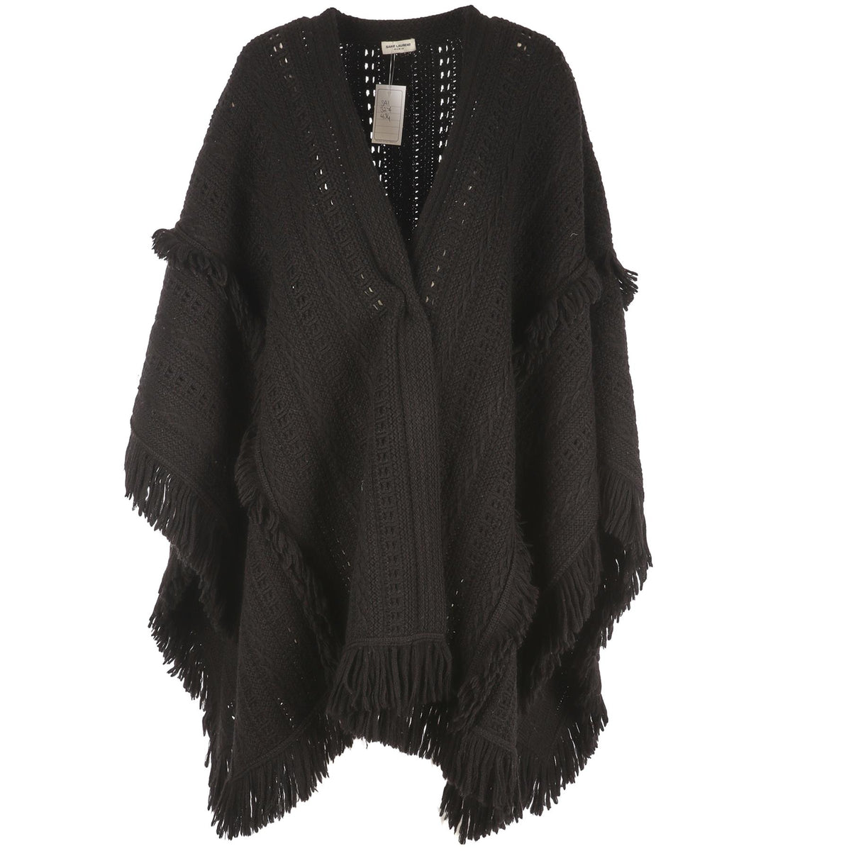 SAINT LAURENT BLACK WOOL PONCHO XSMALL
