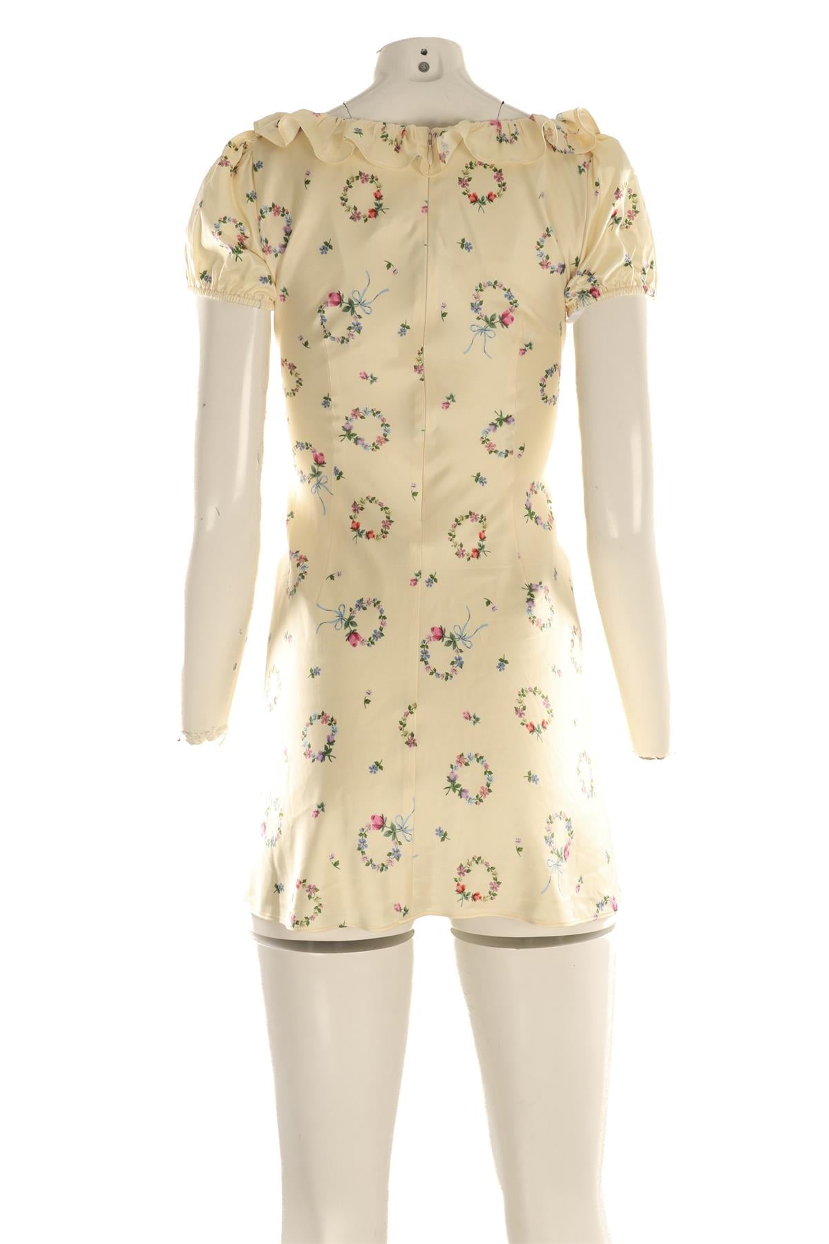 FOR LOVE & LEMONS YELLOW SATIN MINI DRESS XSMALL