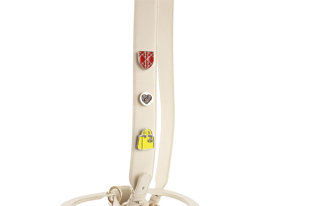 CHRISTIAN DIOR ECRU LADY DIOR MY ABCDIOR SMALL CANNAGE LEATHER TOTE BAG