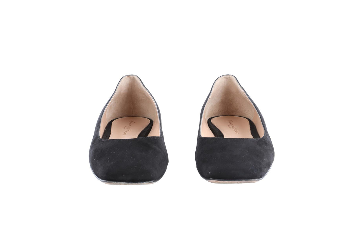 GIANVITO ROSSI BLACK SUEDE BALLET FLATS EU 38 UK 5 US 8