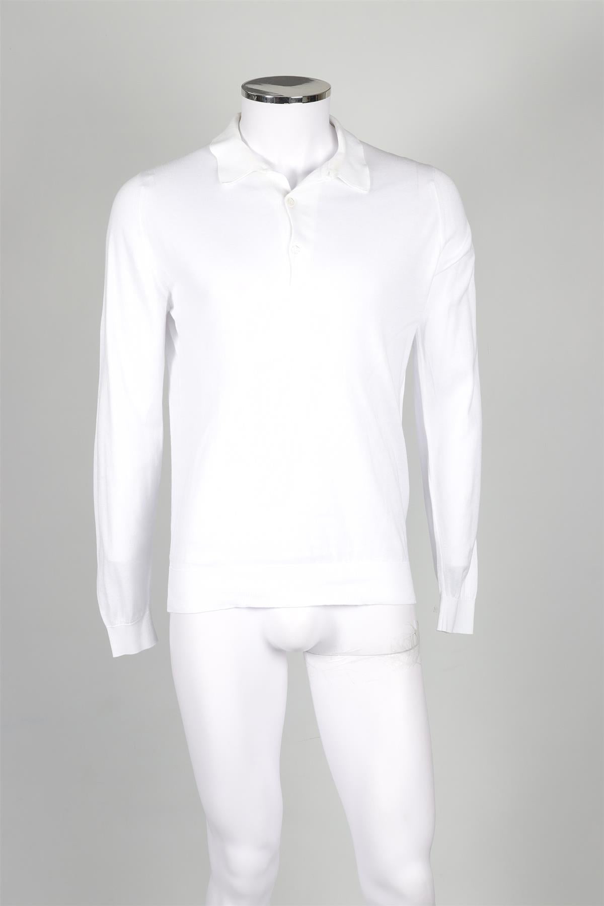 JOHN SMEDLEY WHITE MEN'S COTTON POLO SHIRT MEDIUM