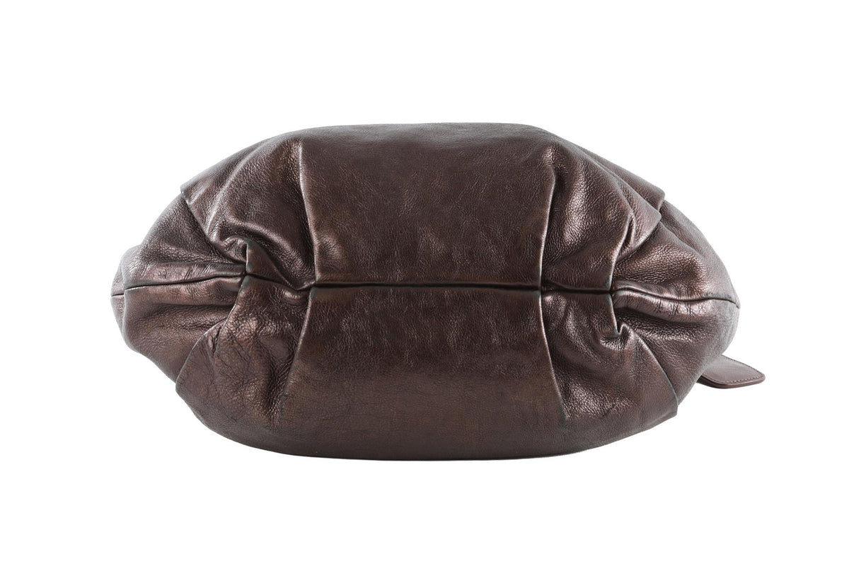 PRADA METALLIC GLACE MORDORE LEATHER SHOULDER BAG