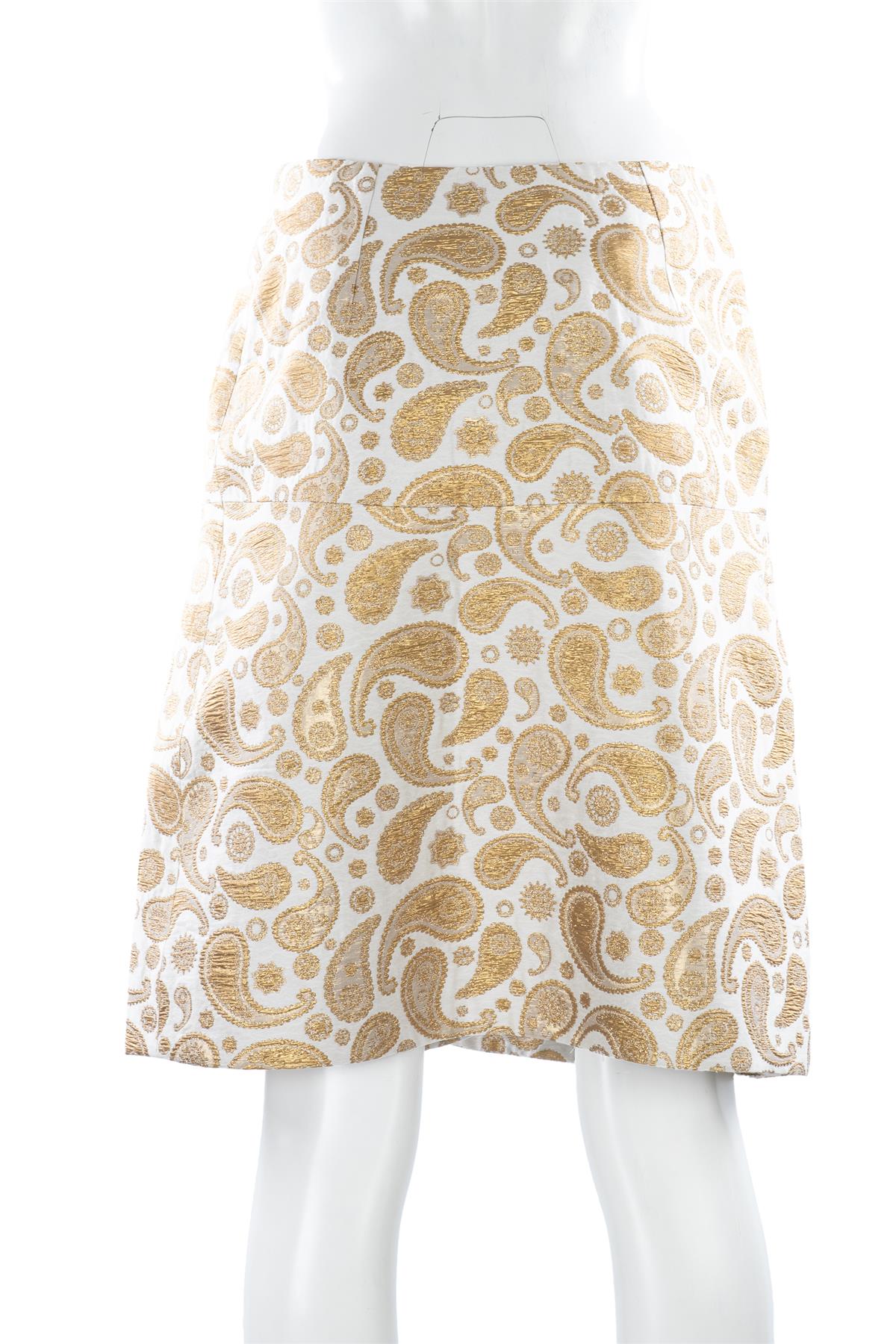 STELLA MCCARTNEY GOLD COTTON MINI SKIRT IT 42 UK 10