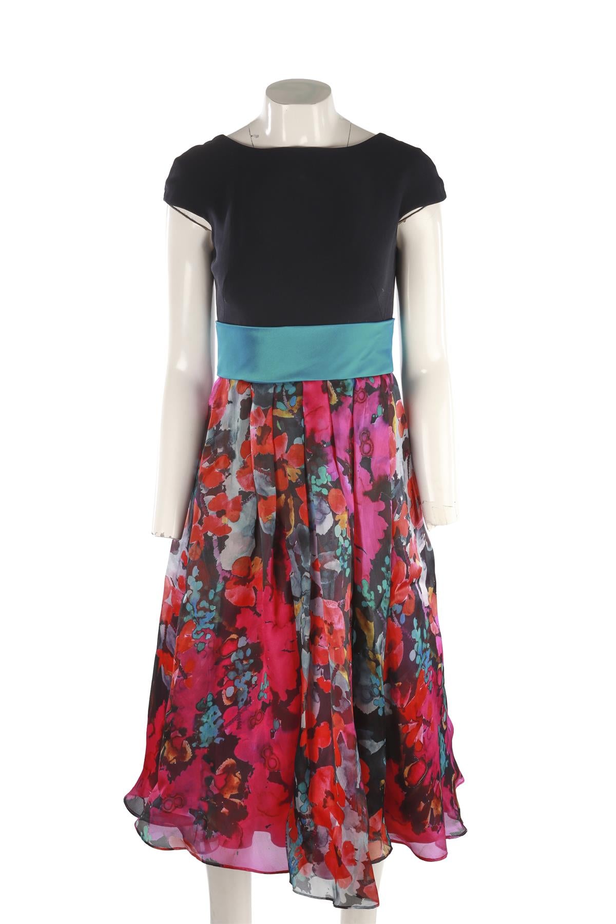 THEIA MULTI SILK MIDI DRESS UK 4