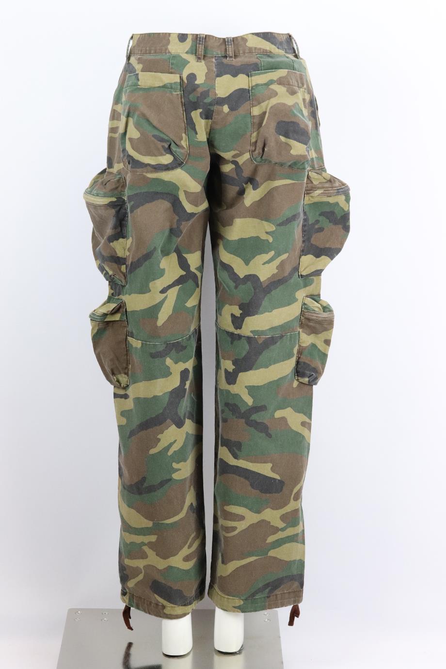 JOHN ELLIOTT CAMOUFLAGE PRINT COTTON STRAIGHT LEG PANTS UK 8