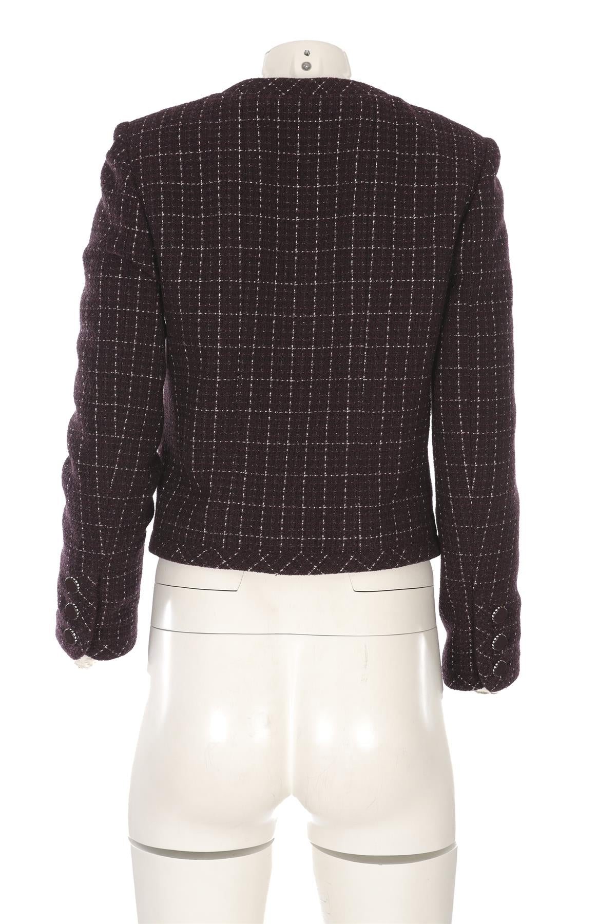 CHANEL MAROON 2002 WOOL JACKET FR 40 UK 12