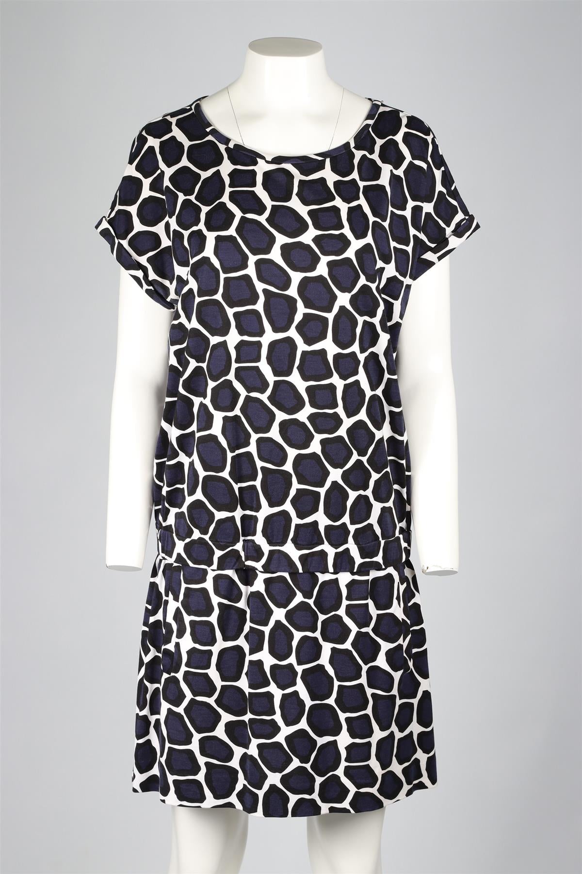 DIANE VON FURSTENBERG NAVY SILK BLEND MINI DRESS UK 12