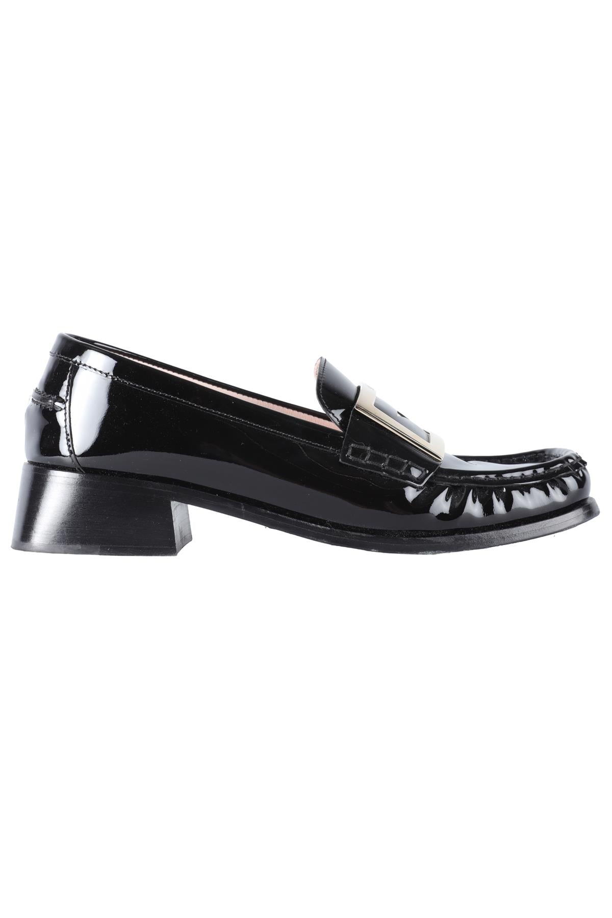 ROGER VIVIER BLACK PATENT LEATHER LOAFERS EU 38 UK 5 US 8