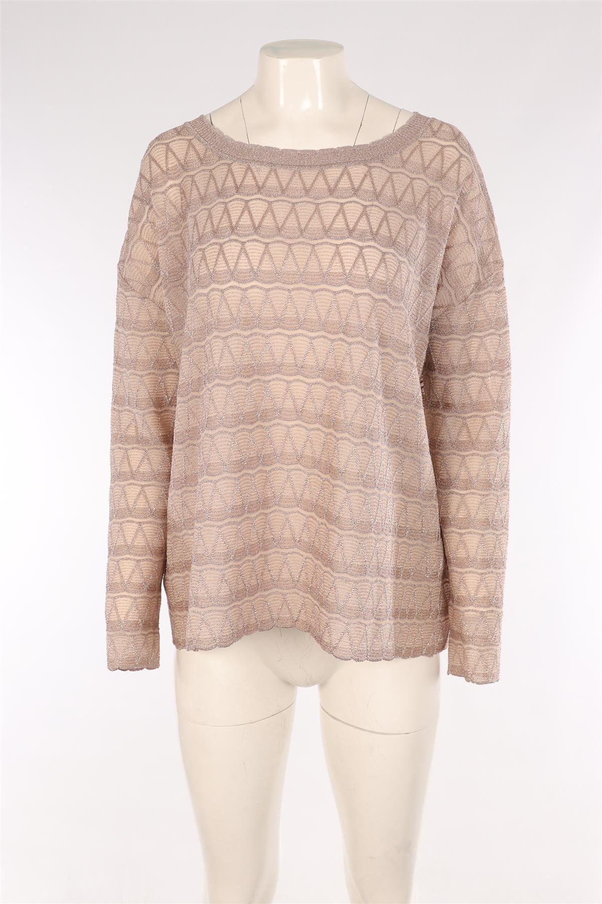 M MISSONI TAUPE CROCHET SWEATER MEDIUM