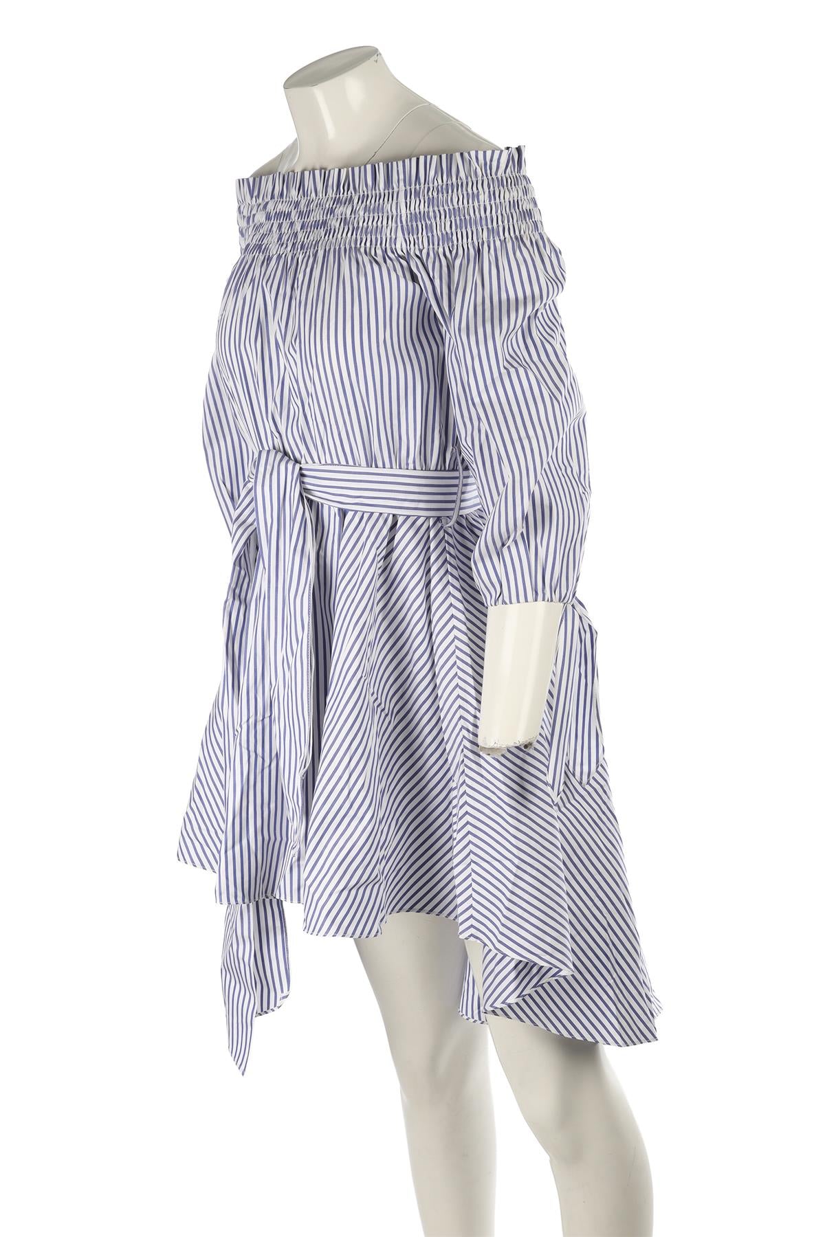 CAROLINE CONSTAS BLUE COTTON MIDI DRESS SMALL