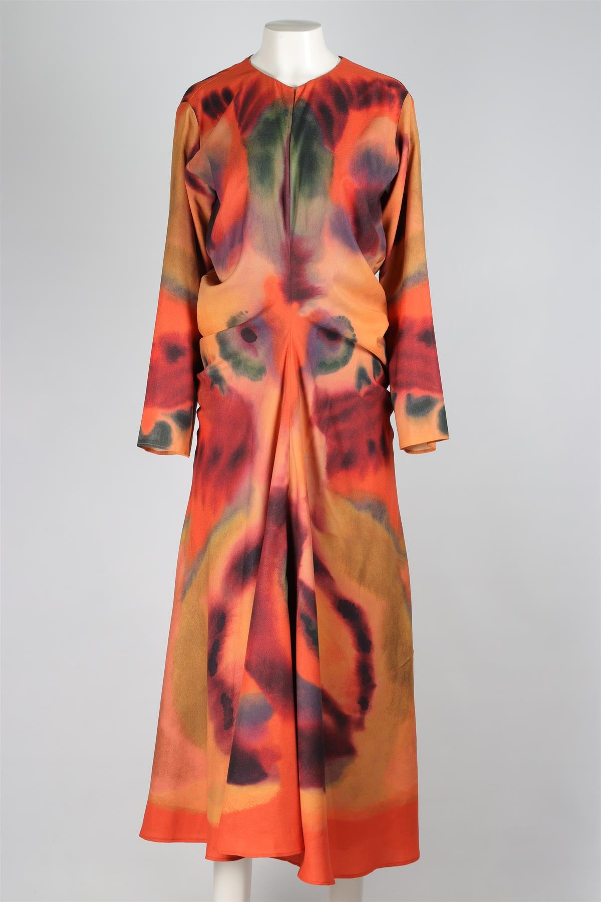 ALTUZARRA ORANGE CHIFFON MIDI DRESS FR 46 UK 18
