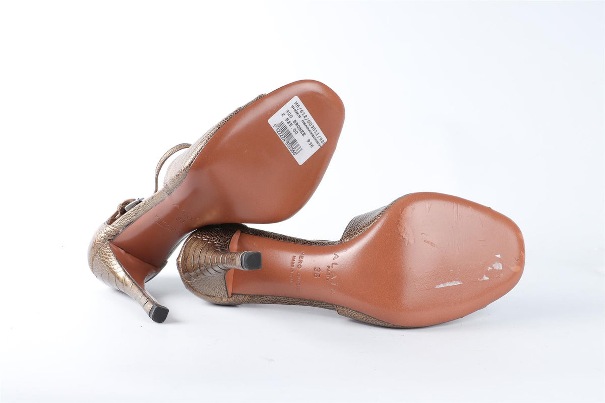 ALAÏA BRONZE LEATHER SANDALS EU 36.5 UK 3.5 US 6.5