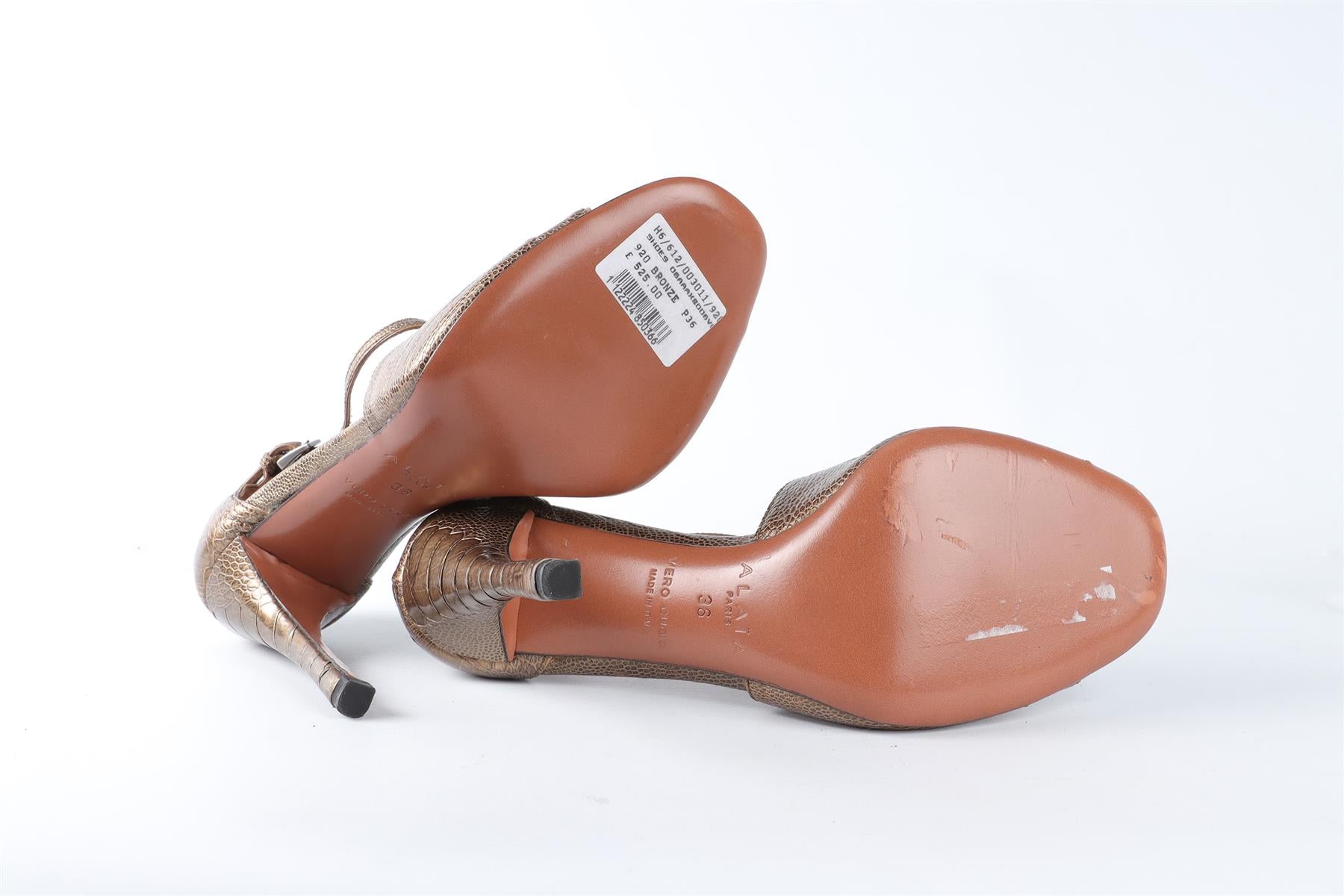 ALAÏA BRONZE LEATHER SANDALS EU 36.5 UK 3.5 US 6.5
