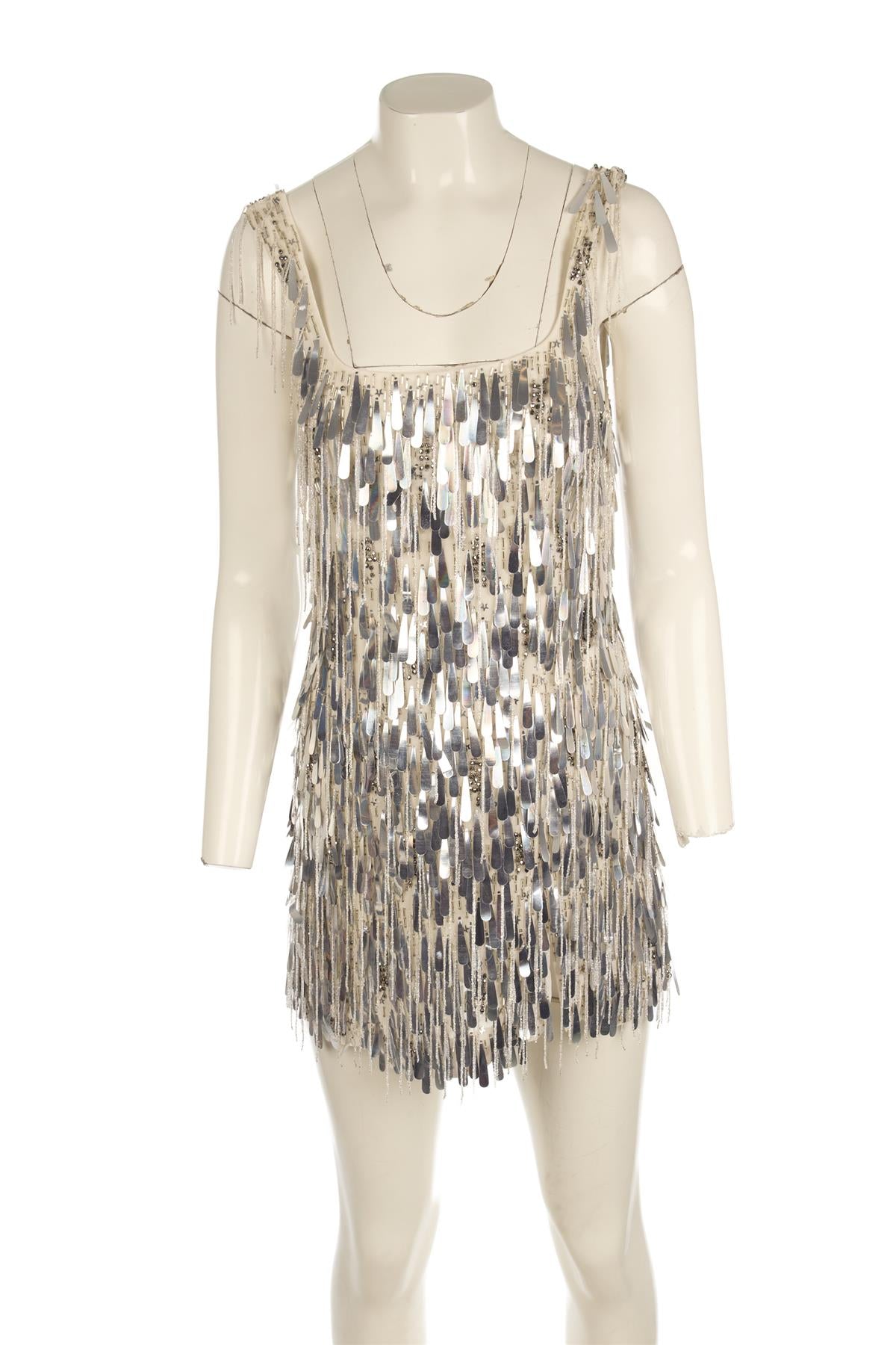 ILTA SILVER SEQUIN MINI DRESS FR 36 UK 8