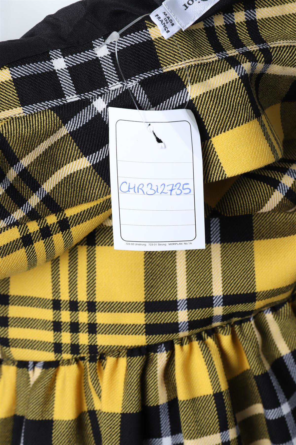 CHRISTIAN DIOR YELLOW 2022 CHECKED WOOL MINI DRESS FR 38 UK 10