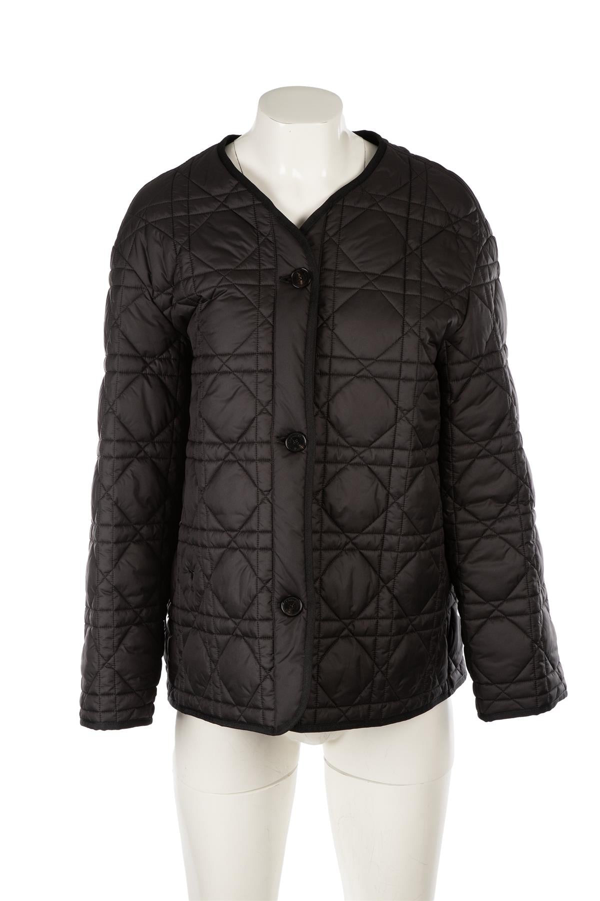 CHRISTIAN DIOR BLACK MACROCANNAGE NYLON JACKET FR 36 UK 8