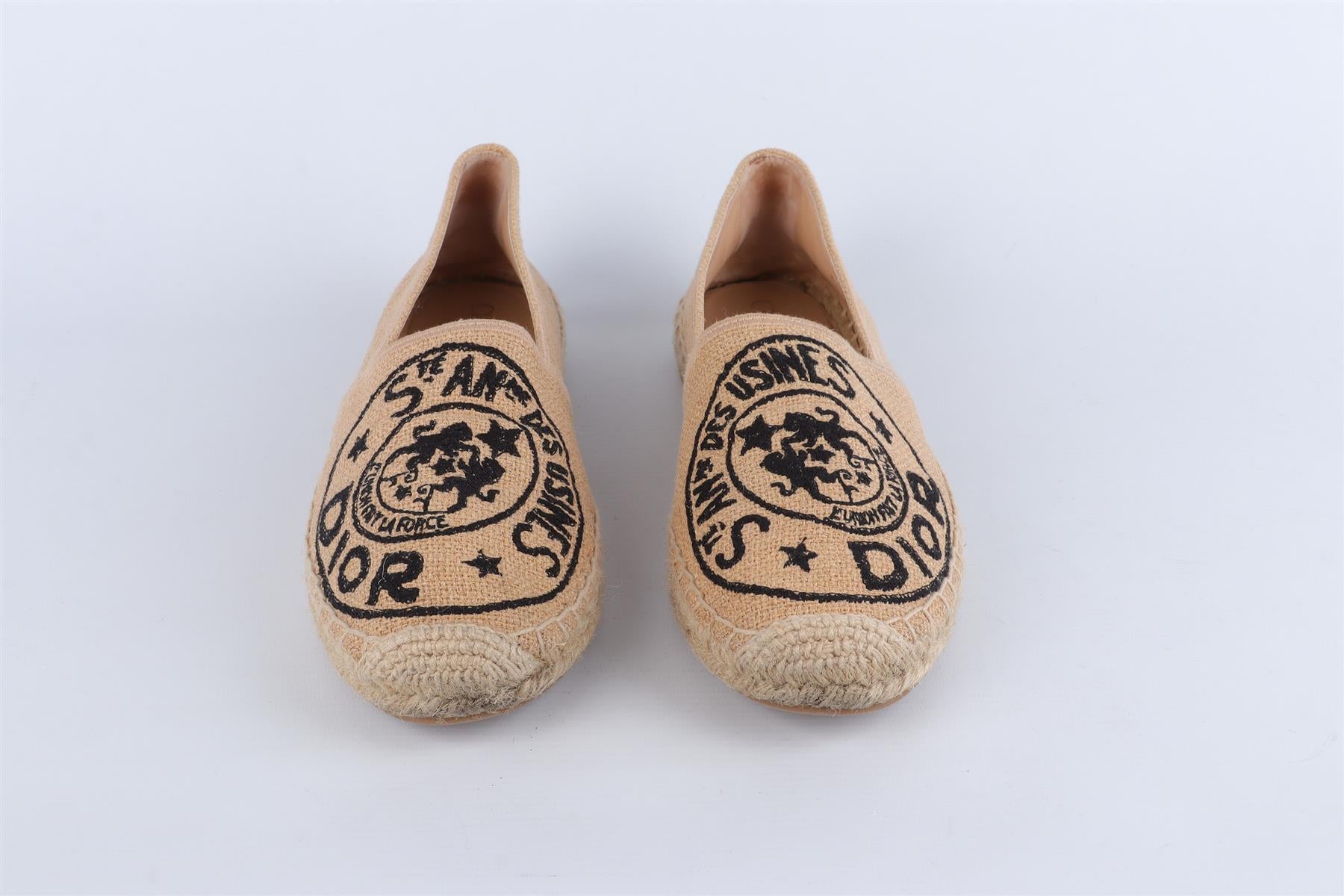 CHRISTIAN DIOR BEIGE GRANVILLE RAFFIA ESPADRILLES EU 40.5 UK 7.5 US 10.5