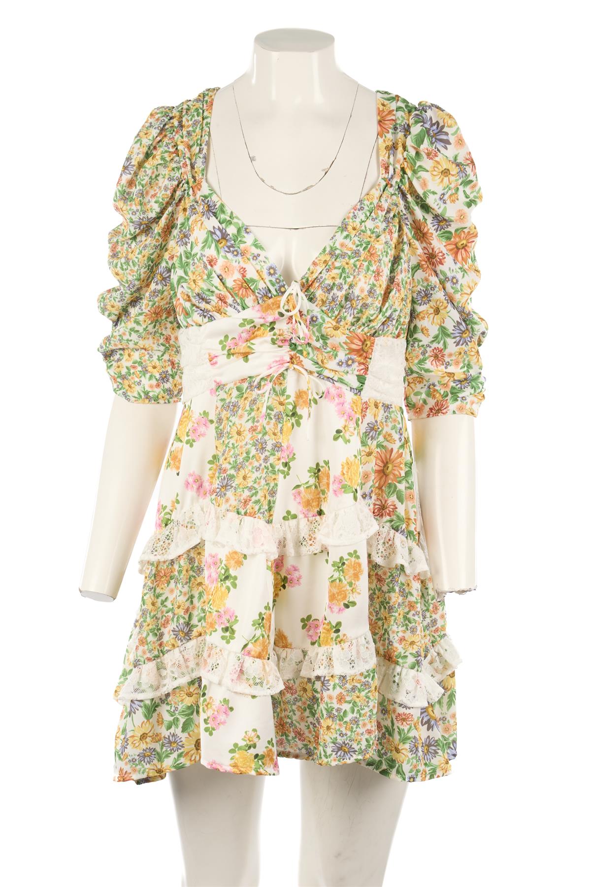 FOR LOVE & LEMONS MULTI SATIN MINI DRESS XLARGE