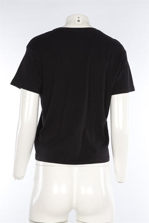 ELYSE WALKER BLACK COTTON T-SHIRT SMALL