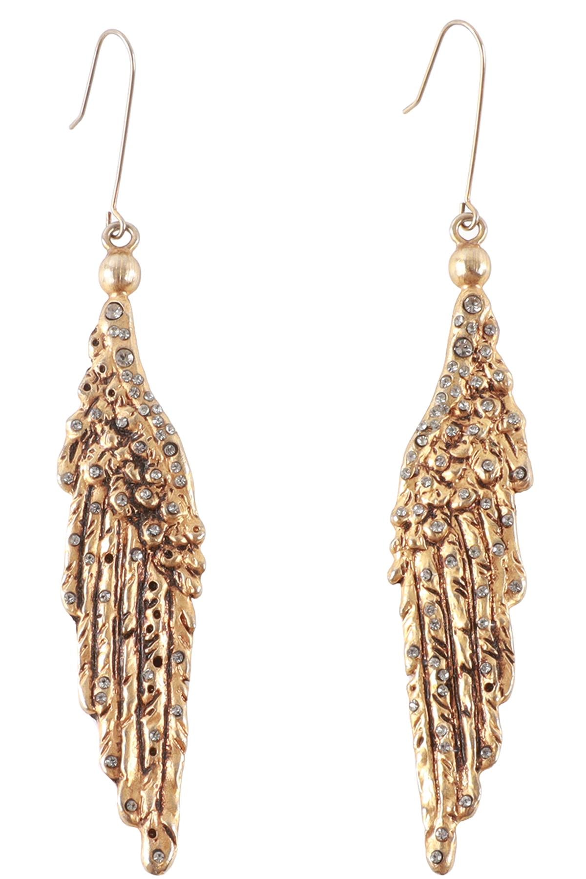 EMILIO PUCCI METALLIC WING GOLD TONE DROP EARRINGS