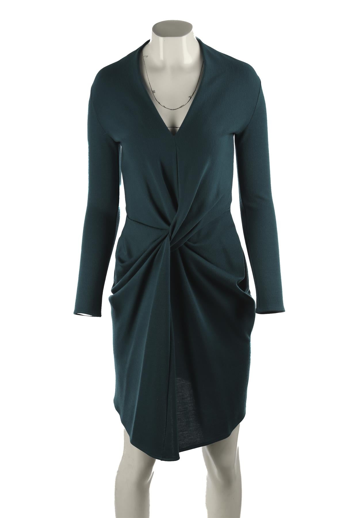 LANVIN GREEN WOOL MIDI DRESS FR 36 UK 8