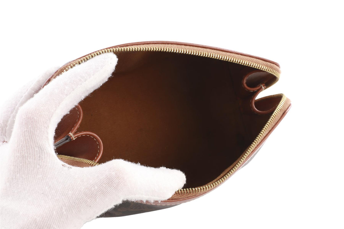CELINE BROWN SMALL TRIOMPHE COATED CANVAS POUCH
