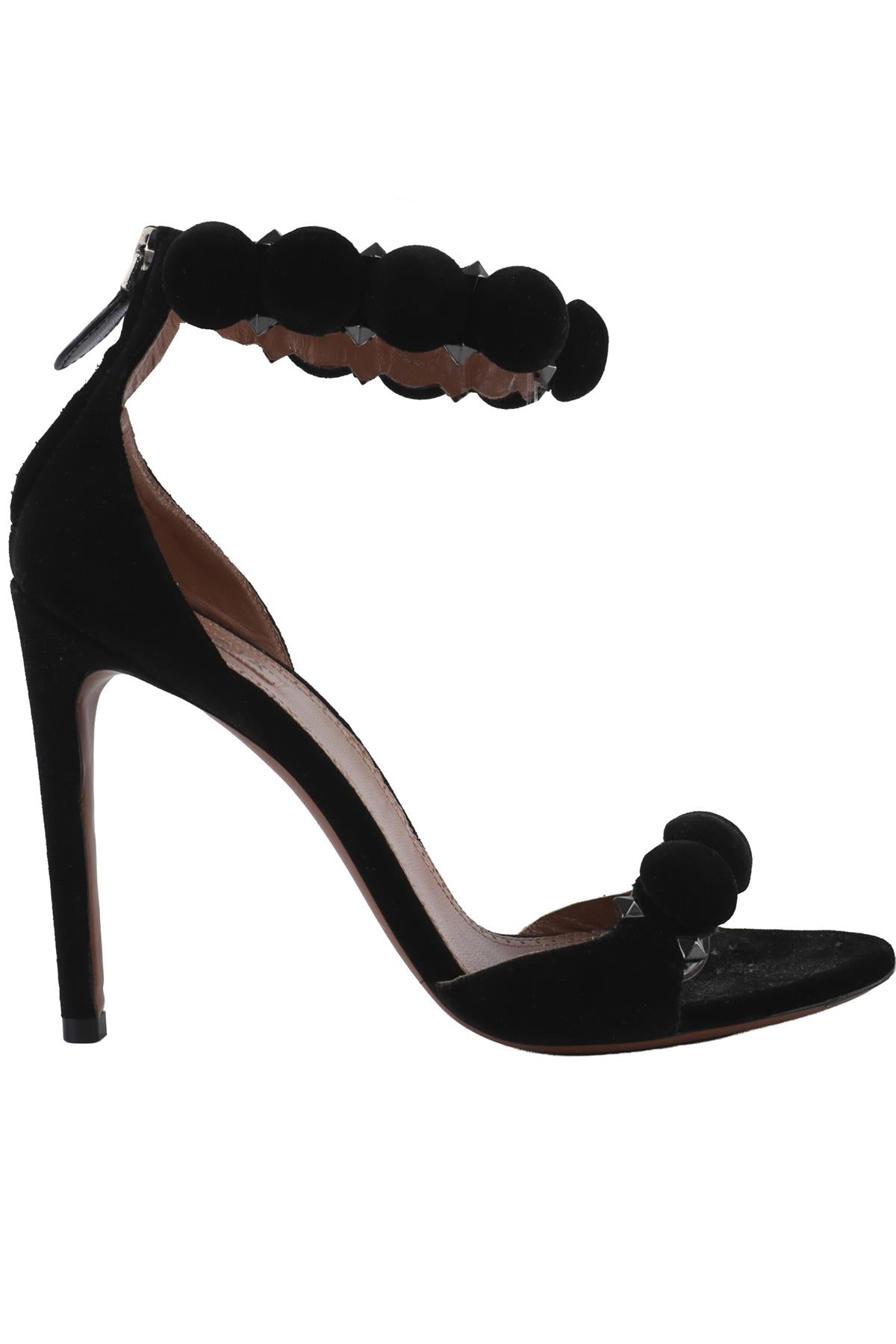 BLACK BOMBE VELVET SANDALS