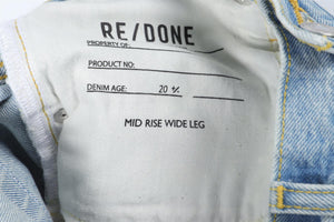 RE/DONE BLUE HIGH RISE WIDE LEG JEANS W24 UK 6