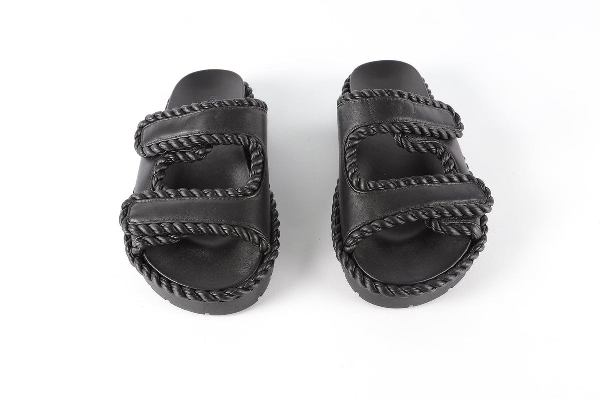 BOTTEGA VENETA BLACK LEATHER SANDALS EU 38 UK 5 US 8